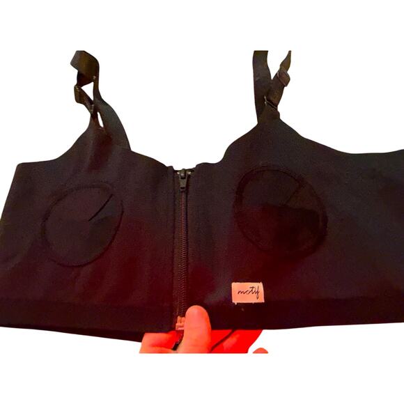 Motif nursing pumping bra in black zip up front adjustable back sz XS-Large - Picture 2 of 6